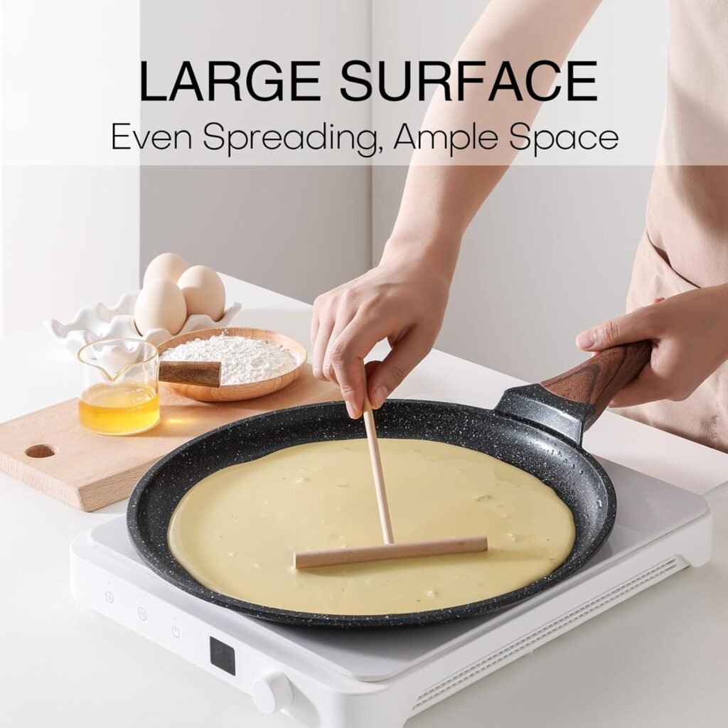 Kordisen Crepe Pan Nonstick, 12 Inch Dosa Pan with Spreader