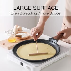 Kordisen Crepe Pan Nonstick, 12 Inch Dosa Pan with Spreader