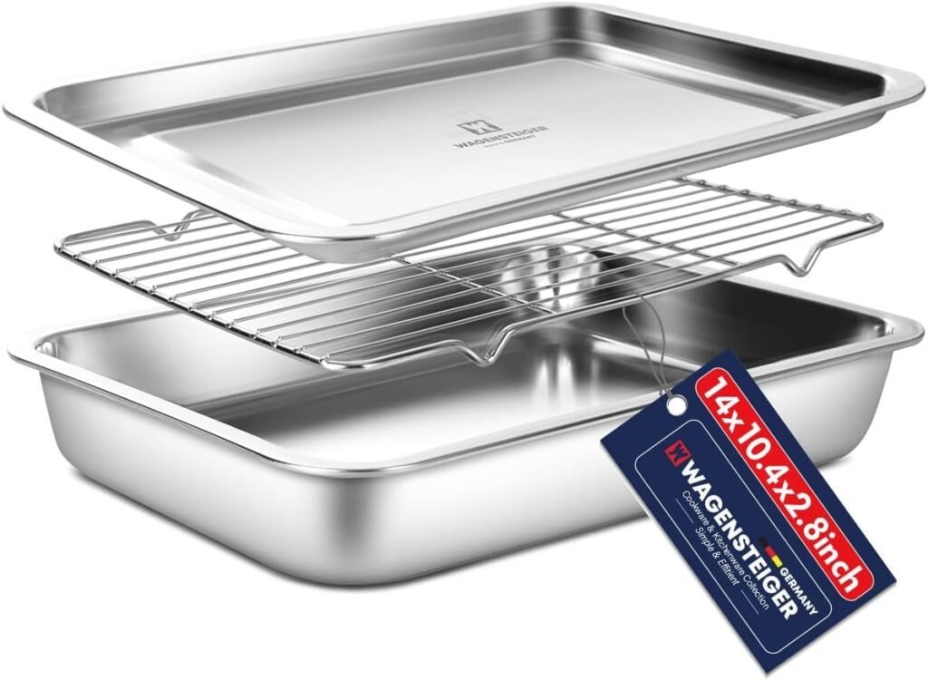 Stainless Steel Food Prep Container with Rack & Lid