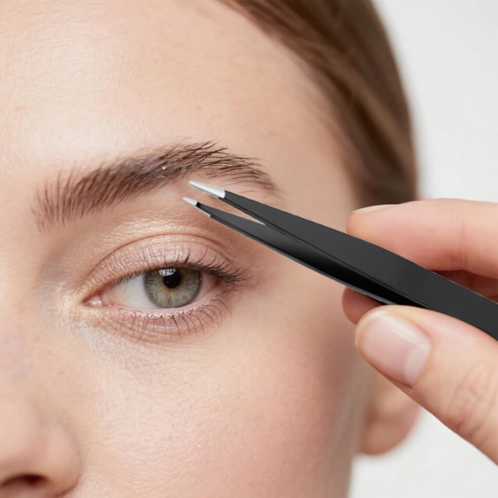 4-Piece Professional Tweezers Set, Tweezers for Eyebrows